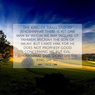 Picture 07 - 1 Kings 22:8 WEB - The king of Israel said to Jehoshaphat, there is - Bible Verse Picture