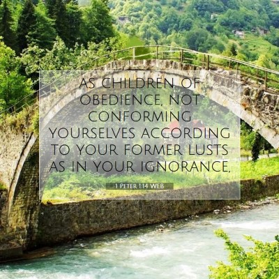 Picture 07 - 1 Peter 1:14 WEB - as children of obedience, not conforming - Bible Verse Picture