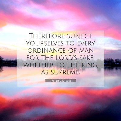 Picture 07 - 1 Peter 2:13 WEB - Therefore subject yourselves to every ordinance - Bible Verse Picture