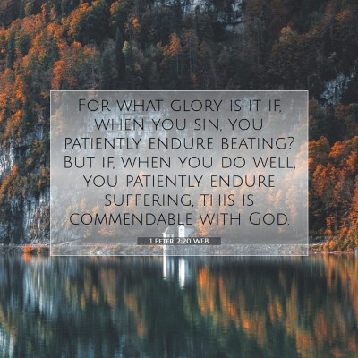 Picture 07 - 1 Peter 2:20 WEB - For what glory is it if, when you sin, you - Bible Verse Picture