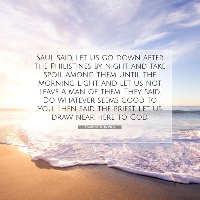 Picture 07 - 1 Samuel 14:36 WEB - Saul said, Let us go down after the Philistines - Bible Verse Picture