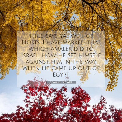 Picture 07 - 1 Samuel 15:2 WEB - Thus says Yahweh of Hosts, I have marked that - Bible Verse Picture