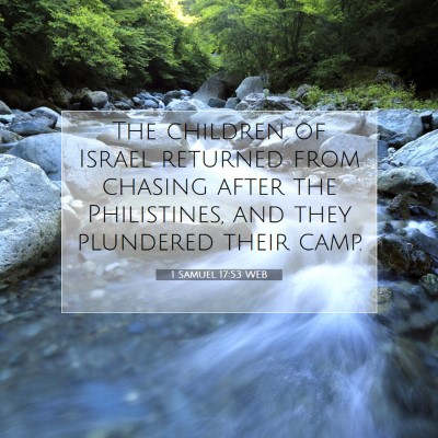 Picture 07 - 1 Samuel 17:53 WEB - The children of Israel returned from chasing - Bible Verse Picture