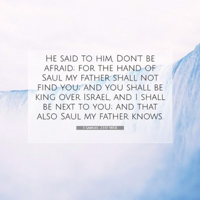 Picture 07 - 1 Samuel 23:17 WEB - He said to him, Don't be afraid; for the hand of - Bible Verse Picture