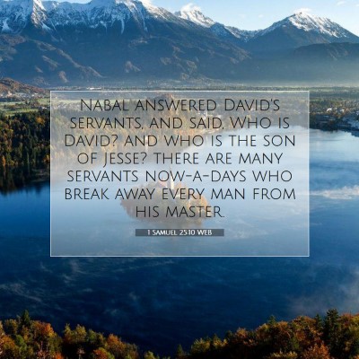 Picture 07 - 1 Samuel 25:10 WEB - Nabal answered David's servants, and said, Who is - Bible Verse Picture