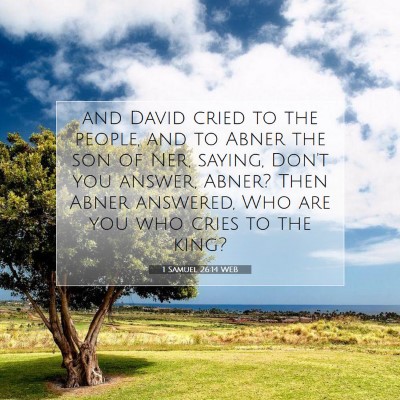 Picture 07 - 1 Samuel 26:14 WEB - and David cried to the people, and to Abner the - Bible Verse Picture