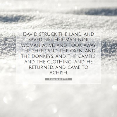 Picture 07 - 1 Samuel 27:9 WEB - David struck the land, and saved neither man nor - Bible Verse Picture