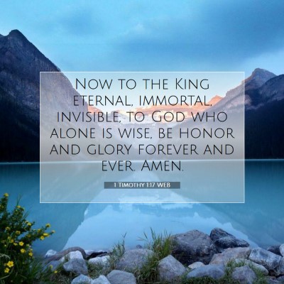 Picture 07 - 1 Timothy 1:17 WEB - Now to the King eternal, immortal, invisible, to - Bible Verse Picture