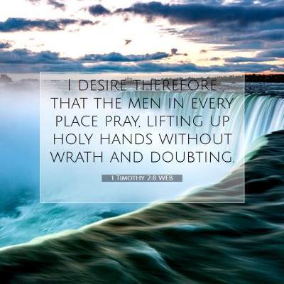 Picture 07 - 1 Timothy 2:8 WEB - I desire therefore that the men in every place - Bible Verse Picture