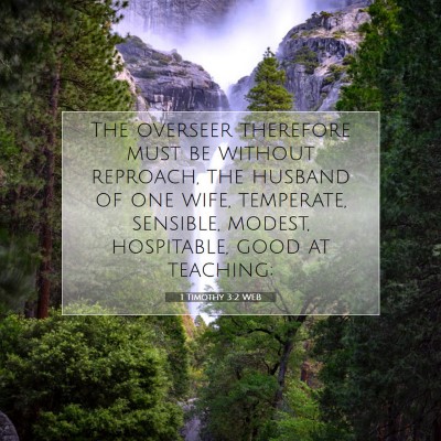 Picture 07 - 1 Timothy 3:2 WEB - The overseer therefore must be without reproach, - Bible Verse Picture