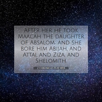Picture 07 - 2 Chronicles 11:20 WEB - After her he took Maacah the daughter of Absalom; - Bible Verse Picture