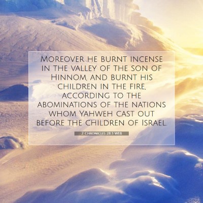 Picture 07 - 2 Chronicles 28:3 WEB - Moreover he burnt incense in the valley of the - Bible Verse Picture