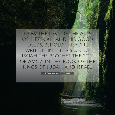 Picture 07 - 2 Chronicles 32:32 WEB - Now the rest of the acts of Hezekiah, and his - Bible Verse Picture