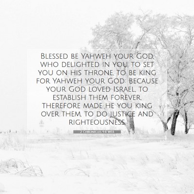 Picture 07 - 2 Chronicles 9:8 WEB - Blessed be Yahweh your God, who delighted in you, - Bible Verse Picture