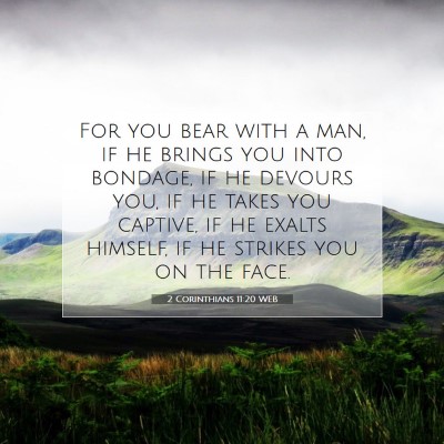 Picture 07 - 2 Corinthians 11:20 WEB - For you bear with a man, if he brings you into - Bible Verse Picture
