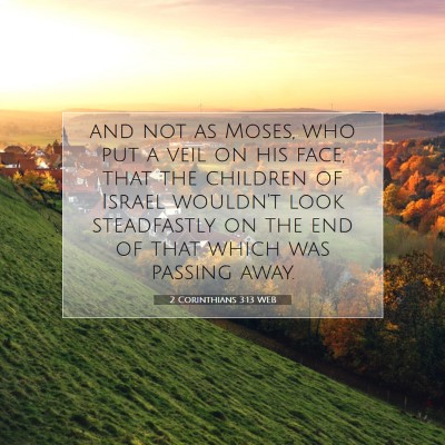 Picture 07 - 2 Corinthians 3:13 WEB - and not as Moses, who put a veil on his face, - Bible Verse Picture