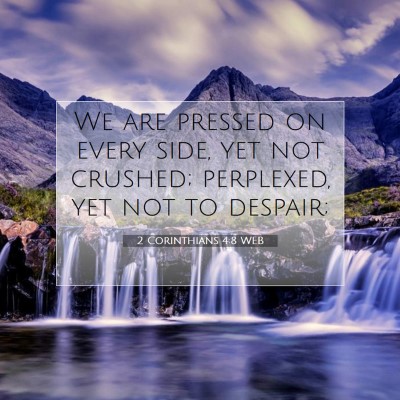 Picture 07 - 2 Corinthians 4:8 WEB - We are pressed on every side, yet not crushed; - Bible Verse Picture