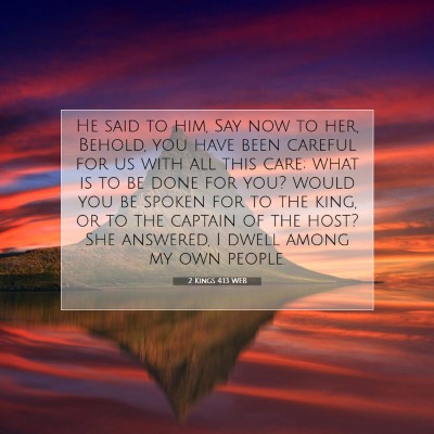 Picture 07 - 2 Kings 4:13 WEB - He said to him, Say now to her, Behold, you have - Bible Verse Picture