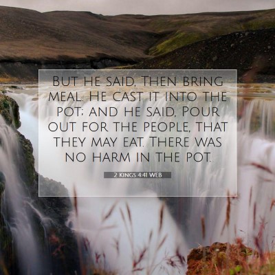 Picture 07 - 2 Kings 4:41 WEB - But he said, Then bring meal. He cast it into the - Bible Verse Picture