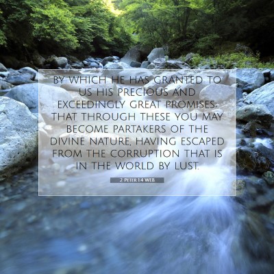 Picture 07 - 2 Peter 1:4 WEB - by which he has granted to us his precious and - Bible Verse Picture
