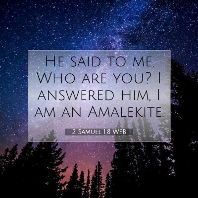 Picture 07 - 2 Samuel 1:8 WEB - He said to me, Who are you? I answered him, I am - Bible Verse Picture