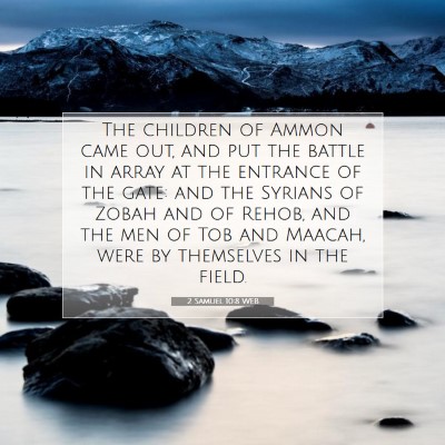 Picture 07 - 2 Samuel 10:8 WEB - The children of Ammon came out, and put the - Bible Verse Picture