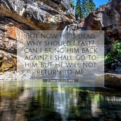 Picture 07 - 2 Samuel 12:23 WEB - But now he is dead, why should I fast? can I - Bible Verse Picture