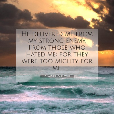 Picture 07 - 2 Samuel 22:18 WEB - He delivered me from my strong enemy, From those - Bible Verse Picture