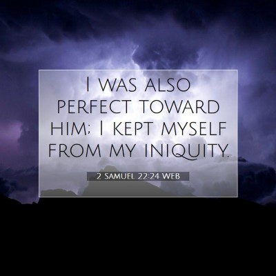Picture 07 - 2 Samuel 22:24 WEB - I was also perfect toward him; I kept myself from - Bible Verse Picture