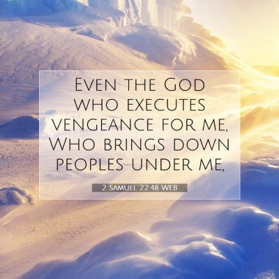 Picture 07 - 2 Samuel 22:48 WEB - Even the God who executes vengeance for me, Who - Bible Verse Picture