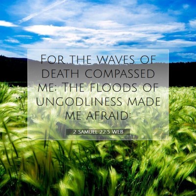 Picture 07 - 2 Samuel 22:5 WEB - For the waves of death compassed me; The floods - Bible Verse Picture