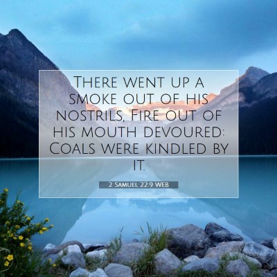 Picture 07 - 2 Samuel 22:9 WEB - There went up a smoke out of his nostrils, Fire - Bible Verse Picture