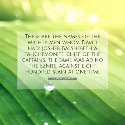 Picture 07 - 2 Samuel 23:8 WEB - These are the names of the mighty men whom David - Bible Verse Picture