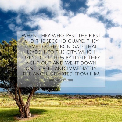 Picture 07 - Acts 12:10 WEB - When they were past the first and the second - Bible Verse Picture