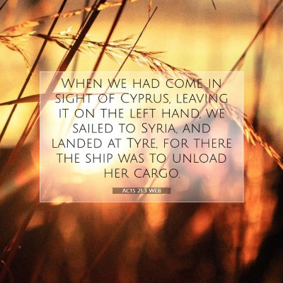 Picture 07 - Acts 21:3 WEB - When we had come in sight of Cyprus, leaving it - Bible Verse Picture