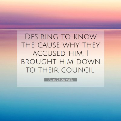 Picture 07 - Acts 23:28 WEB - Desiring to know the cause why they accused him, - Bible Verse Picture