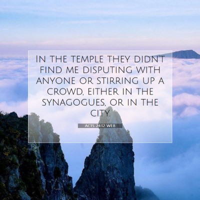 Picture 07 - Acts 24:12 WEB - In the temple they didn't find me disputing with - Bible Verse Picture