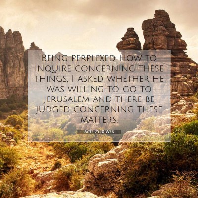 Picture 07 - Acts 25:20 WEB - Being perplexed how to inquire concerning these - Bible Verse Picture