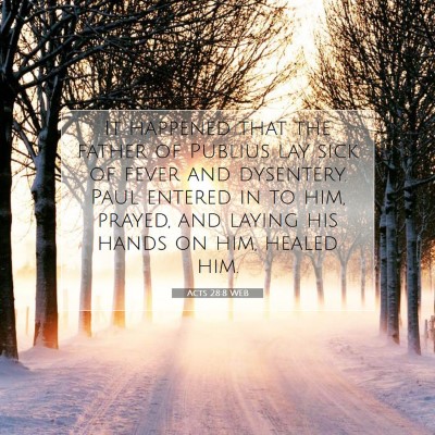 Picture 07 - Acts 28:8 WEB - It happened that the father of Publius lay sick - Bible Verse Picture