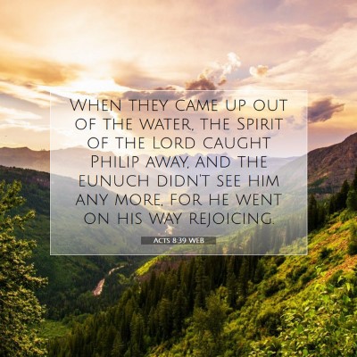 Picture 07 - Acts 8:39 WEB - When they came up out of the water, the Spirit of - Bible Verse Picture