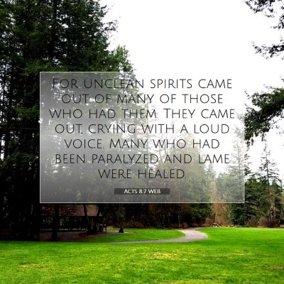 Picture 07 - Acts 8:7 WEB - For unclean spirits came out of many of those who - Bible Verse Picture