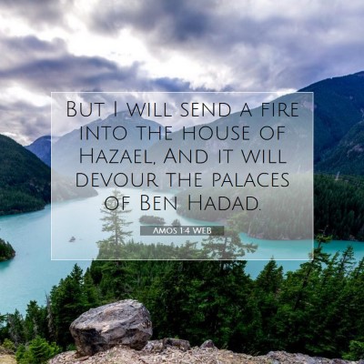 Picture 07 - Amos 1:4 WEB - But I will send a fire into the house of Hazael, - Bible Verse Picture