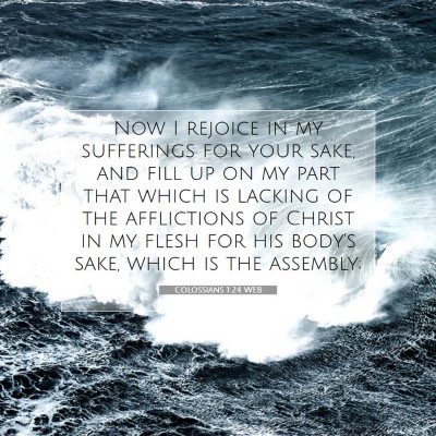 Picture 07 - Colossians 1:24 WEB - Now I rejoice in my sufferings for your sake, and - Bible Verse Picture