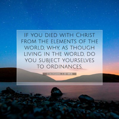 Picture 07 - Colossians 2:20 WEB - If you died with Christ from the elements of the - Bible Verse Picture