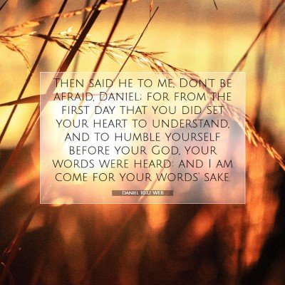 Picture 07 - Daniel 10:12 WEB - Then said he to me, Don't be afraid, Daniel; for - Bible Verse Picture