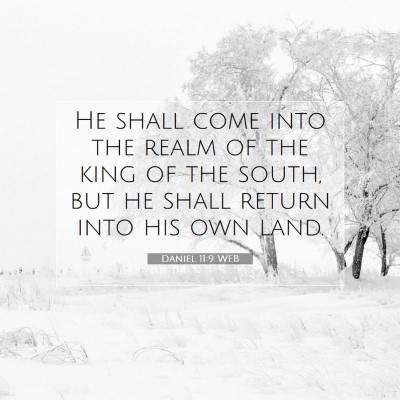 Picture 07 - Daniel 11:9 WEB - He shall come into the realm of the king of the - Bible Verse Picture