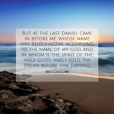 Picture 07 - Daniel 4:8 WEB - But at the last Daniel came in before me, whose - Bible Verse Picture