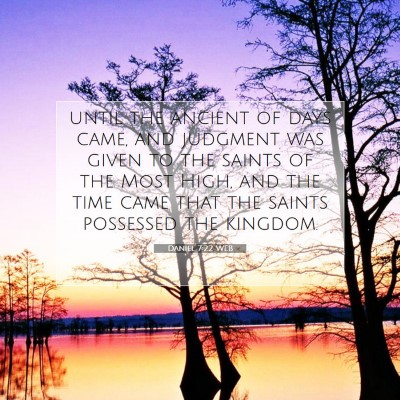Picture 07 - Daniel 7:22 WEB - until the ancient of days came, and judgment was - Bible Verse Picture