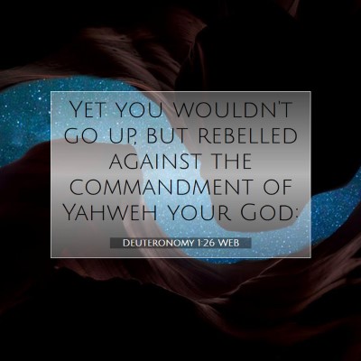 Picture 07 - Deuteronomy 1:26 WEB - Yet you wouldn't go up, but rebelled against the - Bible Verse Picture