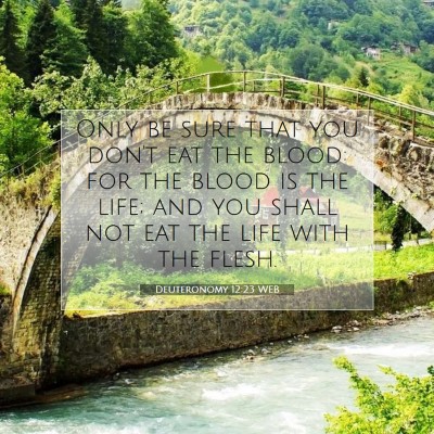 Picture 07 - Deuteronomy 12:23 WEB - Only be sure that you don't eat the blood: for - Bible Verse Picture